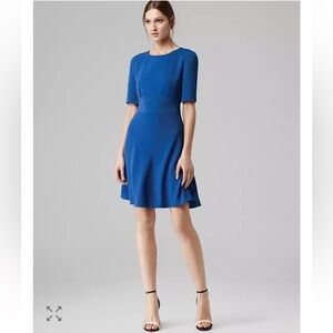 Reiss Hedy nipped waist dress in royal blue